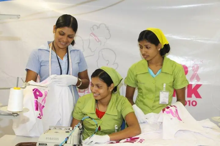 Garment workers at a factory in Sri Lanka