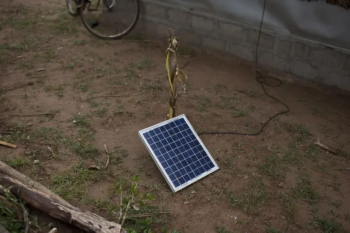 Solar panel beside a home in Kurivisuttakulam, Northern Province